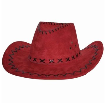 Partyline Cowboyhoed | Suede look Rood