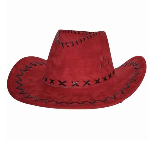 Partyline Chapeau de cowboy | Aspect suède Rouge