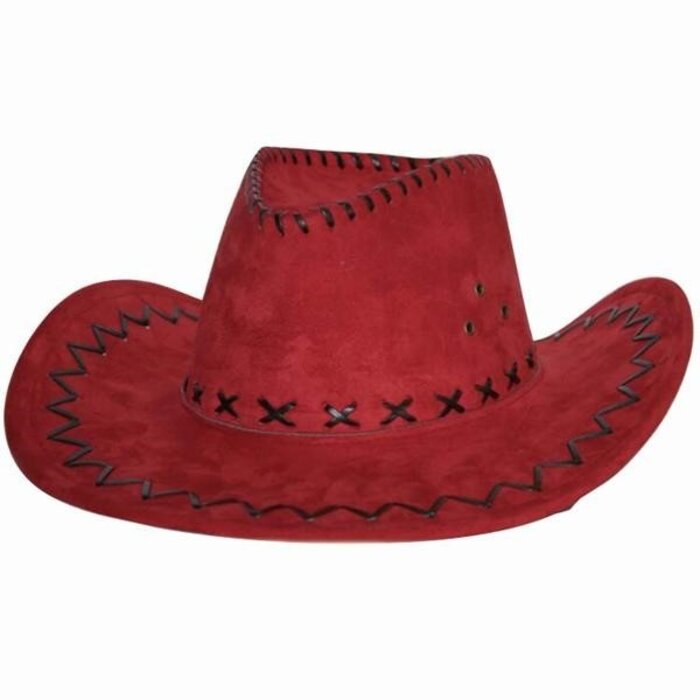 Partyline Chapeau de cowboy | Aspect suède Rouge