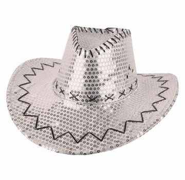 Partyline Cowboyhoed zilver met pailletten | Western