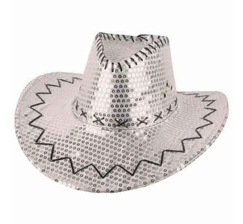 Partyline Chapeau de cowboy paillettes argent  | Western