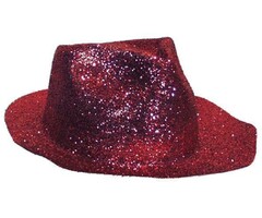 Partyline Chapeau Borsalino Plastique Brillant Rouge