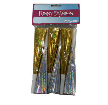 Partyline Party horns 6 pieces | Silver and Gold Horns