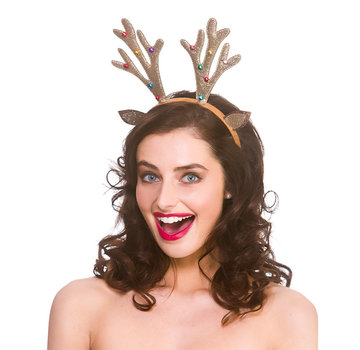 Wicked Costumes  6x Glitter Reindeer Diadem with bells