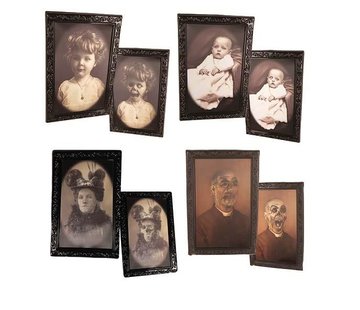 Partyline Cadre photo Halloween ( 38 x 25 cm )  | portrait d'horreur | 4 cadres photo