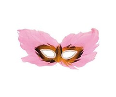 Partyline Masque vénitien rose | Masque pour les yeux rose avec des plumes