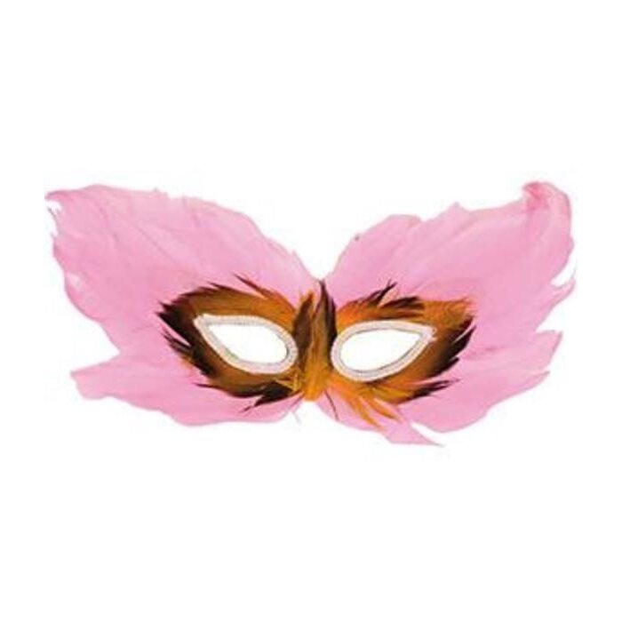 Partyline Venetian Mask Pink | Pink Eye mask with feathers