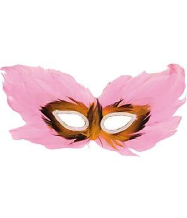 Partyline Venetian Mask Pink | Pink Eye mask with feathers