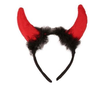 Partyline Devil horn diadem with fur  | Devil Tiara