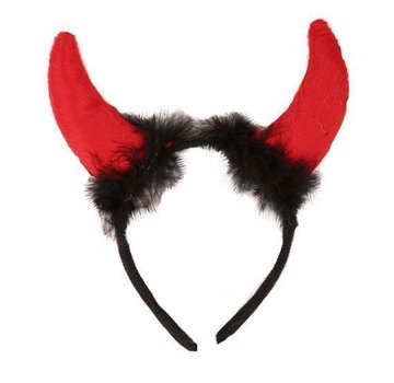 Partyline Devil horn diadem with fur  | Devil Tiara