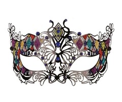 Partyline Venetiaans Zwart Masker met blauwe steentjes