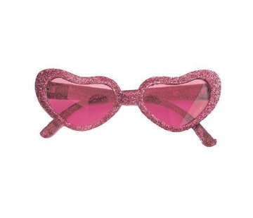 Partyline Disco Bril Hartvorm Roze glitter | Disco bril