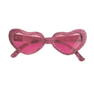 Partyline Disco Bril Hartvorm Roze glitter | Disco bril