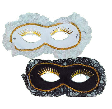 Partyline Duo Venetiaans Masker wit/zwart | 2 Venetiaanse Maskers