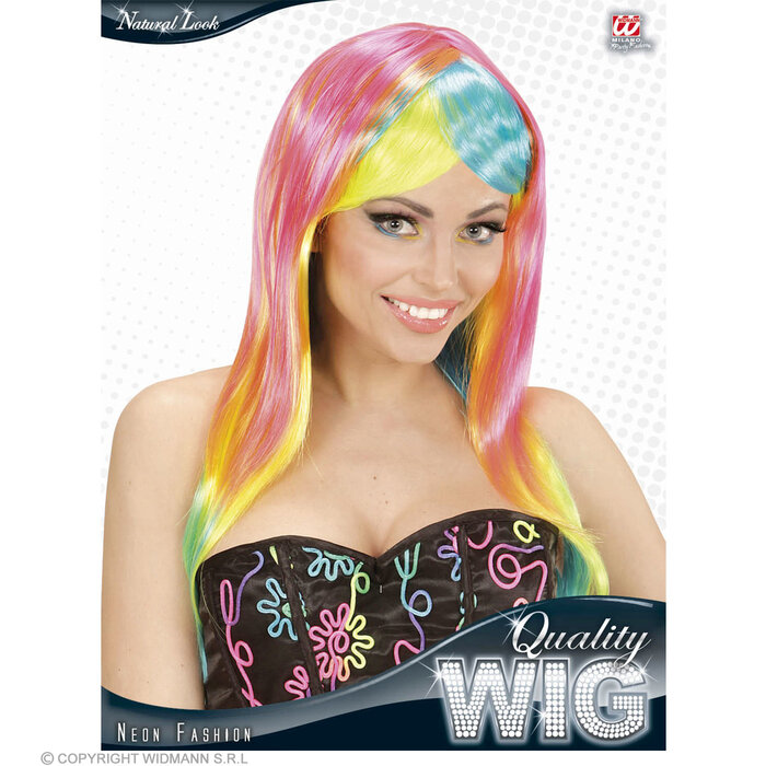 Widmann Perruque de mode néon | Perruque néon femme