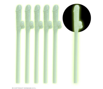 Widmann Glow In The Dark Paille Zizi - 6 pièces Pailles Zizi réutilisables