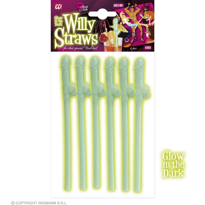 Widmann Glow In The Dark Paille Zizi - 6 pièces Pailles Zizi réutilisables