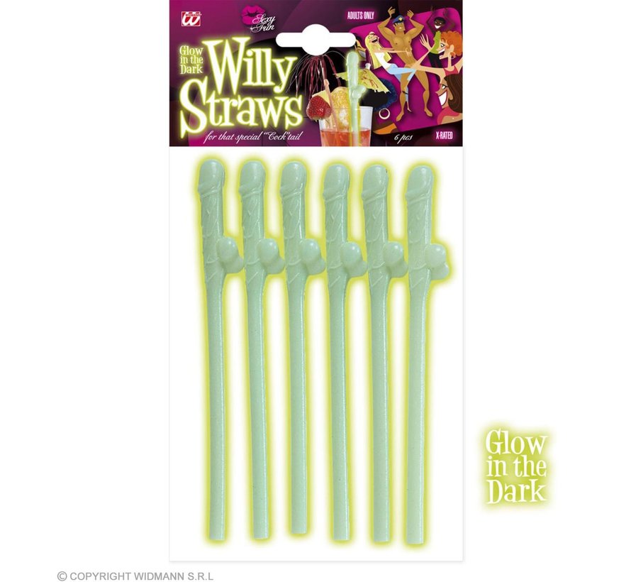 Glow In The Dark Paille Zizi - 6 pièces Pailles Zizi réutilisables