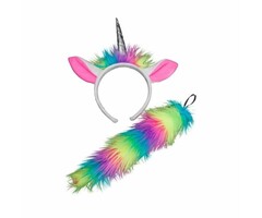 Wicked Costumes  Unicorn Oren en staart - Rainbow Unicorn Animal Accessories
