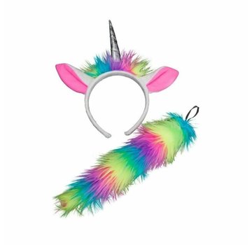 Wicked Costumes  Licorne Oreilles et queue | Accessoires animaux Licorne arc-en-ciel