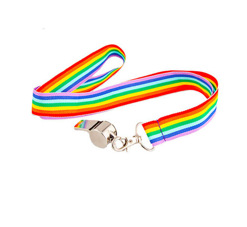 Wicked Costumes  Fluitje op regenboog lanyard | Regenboog lanyard En Fluitje