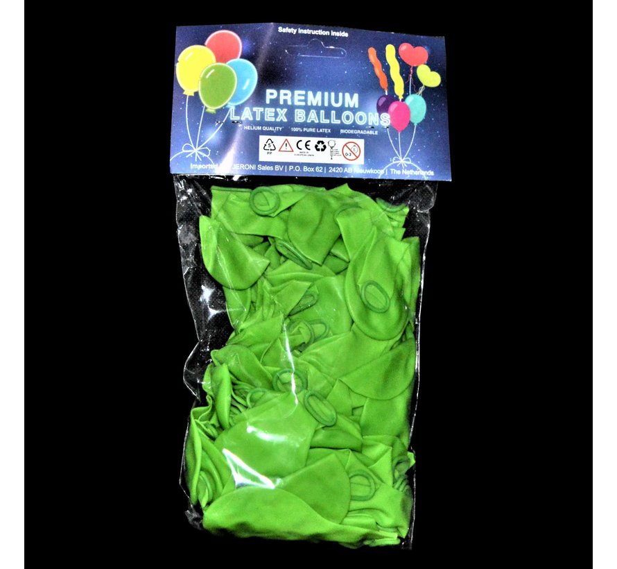 Ballons vert fluo UV - 100 pièces | Ballons de fête UV