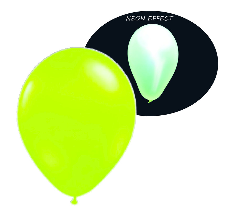 Ballons vert fluo UV - 100 pièces | Ballons de fête UV