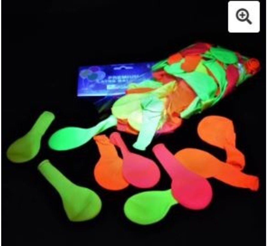 Neon UV yellow balloons - 100 pieces | UV Party Balloons