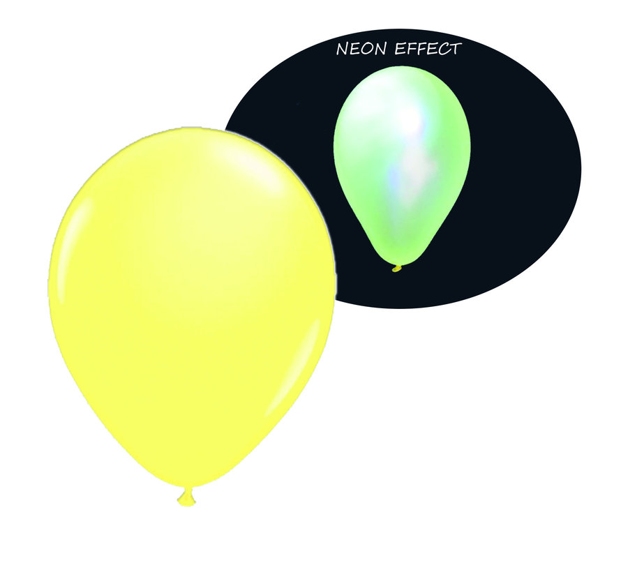 Neon UV yellow balloons - 100 pieces | UV Party Balloons