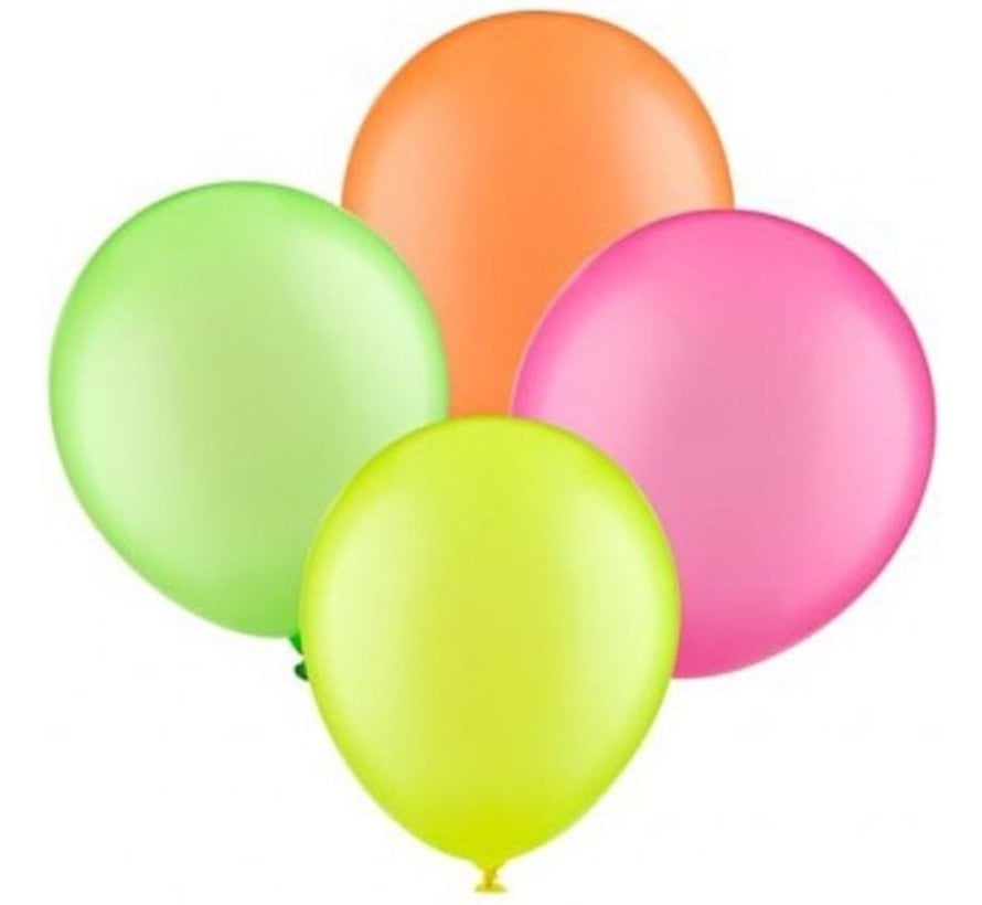 Neon UV balloons - 100 pieces - 4 colors