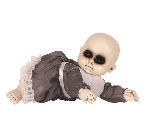 Partyline Halloween Baby met jurk | Horror baby 17 cm | Halloween decoratie