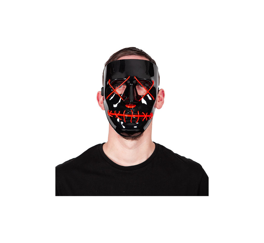 Masque El Wire The Purge | Masque Halloween noir avec éclairage rouge
