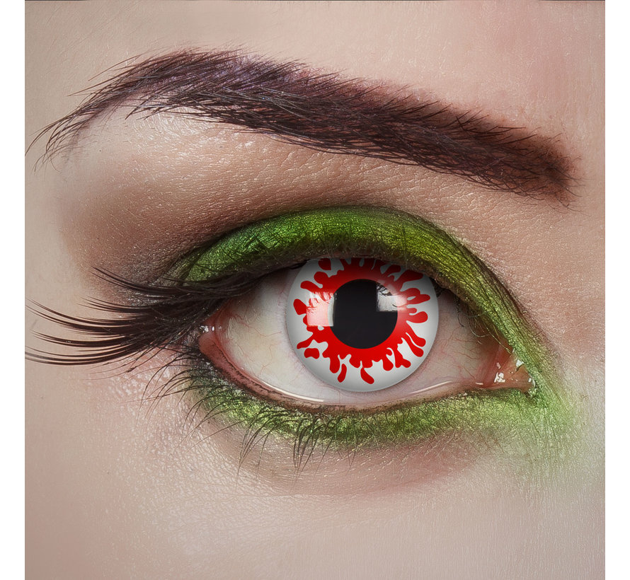 Lentilles blanches Bloody zombie | Lentilles de couleur blanche sans correction de la vue | Lentilles quotidiennes d'Halloween