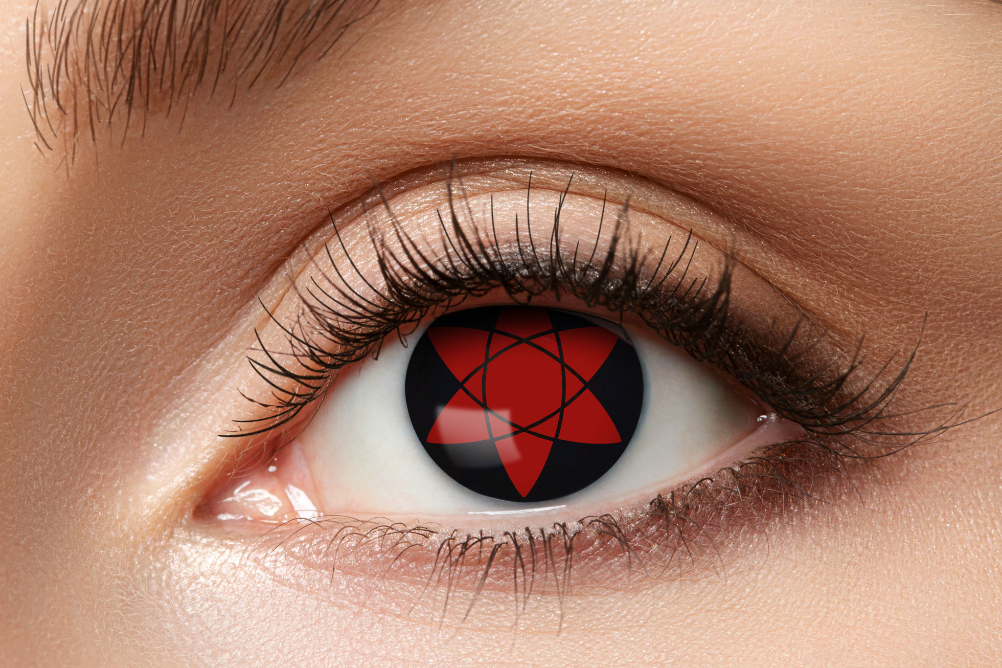 Eyecatcher Lentilles de couleur Sharingan Manga Uchiha | Vision 50% | Lentilles d'Halloween pour 3 mois d'utilisation