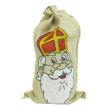 Partyline Sac en jute de Saint Nicolas | Sac en jute 80 x 50 cm | Saint-Nicolas et Père  Fouettard