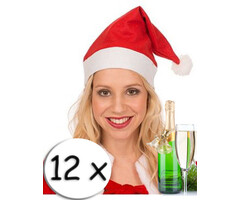 Breaklight.be 12 Rode Kerstmutsen + champagneglas | Kerstmuts | Kerstman | Kerstfeest