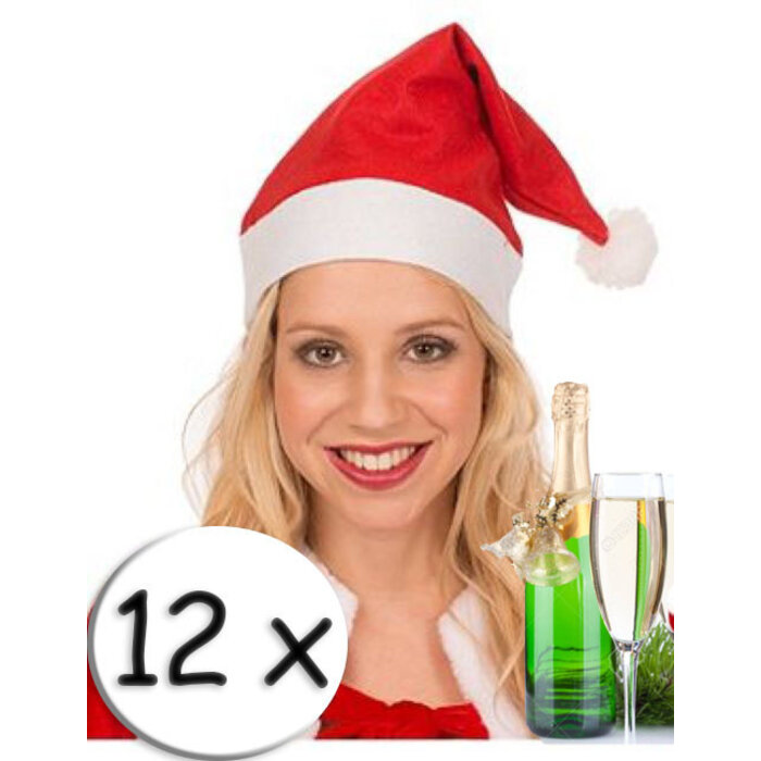 Breaklight.be 12 Red Santa hats + champagne glass | Santa hat | Santa | Christmas