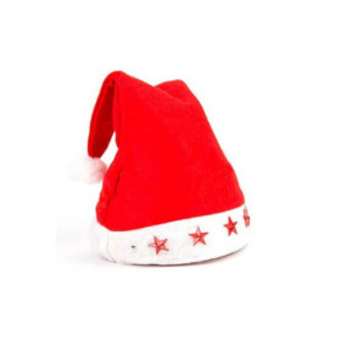 Partyline 6 pcs Santa hats with 5 star lights | Red Santa Hat | Christmas