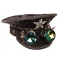 Black luxury captain's hat with steampunk holographic goggles | Rave hat | Concert hat