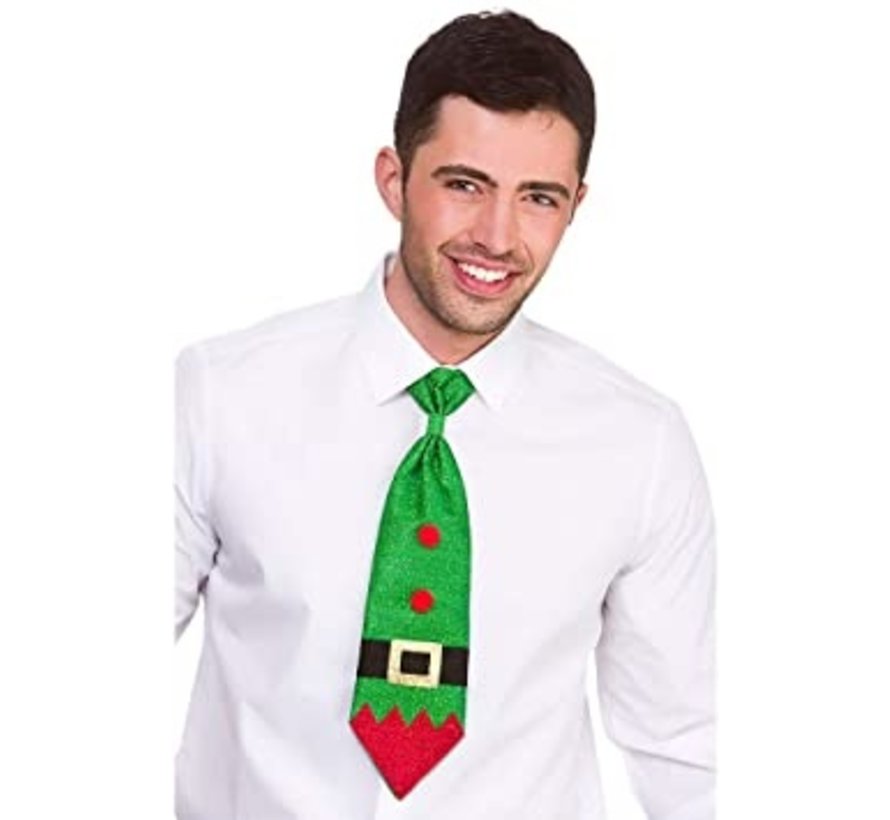 Cravate verte à paillettes pour Noël
