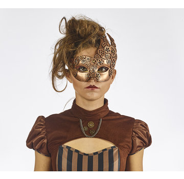 Partyline Steampunk Oogmasker Brons | retro futuristisch