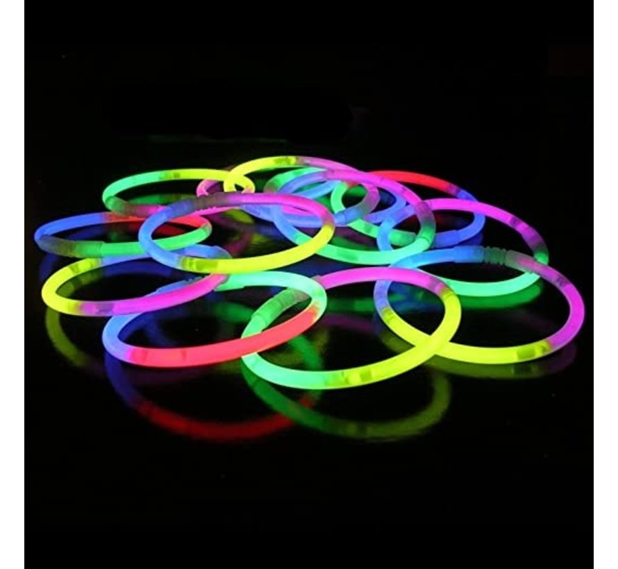 Tri-Color Mixed Glow armbanden 100 stuks  + connectors| Lichtgevende armbanden