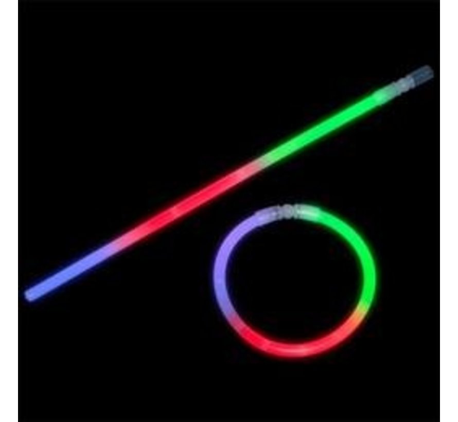 Tri-Color Mixed Glow bracelets 100 pieces + connectors | Luminous bracelets