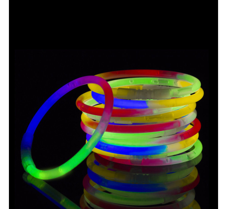 Tri-Color Mixed Glow bracelets 100 pieces + connectors | Luminous bracelets