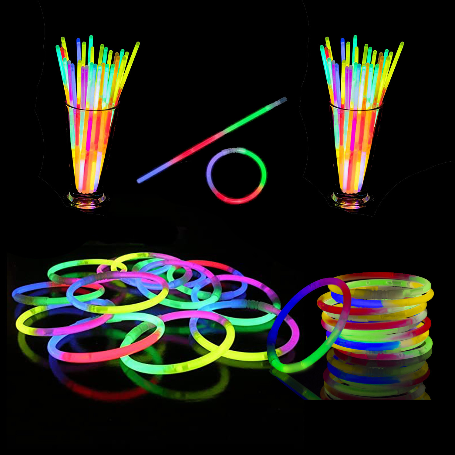 Breaklight.be Tri-Color Mixed Glow armbanden 100 stuks + connectors| Lichtgevende armbanden