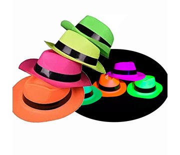 Partyline UV Neon gangster hoedjes  4 stuks  |  UV feestjes