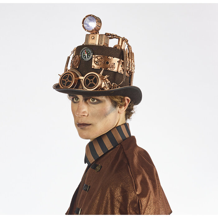 Partyline Steampunk Luxury Hat with lamp | Luxury Hat retro futuristic