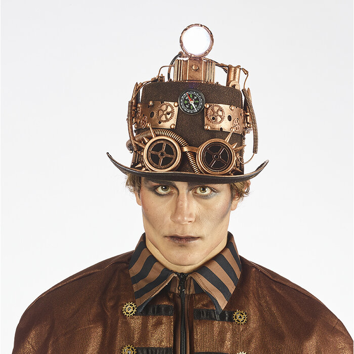 Partyline Steampunk Luxury Hat with lamp | Luxury Hat retro futuristic