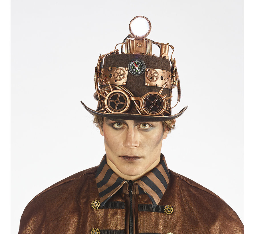 Chapeau de luxe Steampunk avec lampe | Chapeau de luxe rétro futuriste