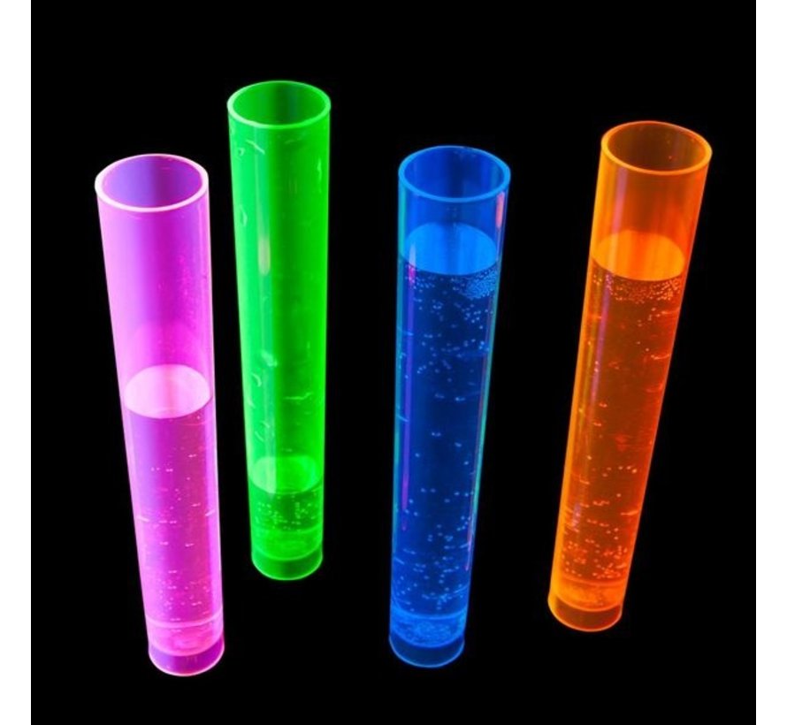 Neon Shotglas reageerbuis - 20 stuks | Herbruikbare tube plastiek 45 ml | 4 kleuren